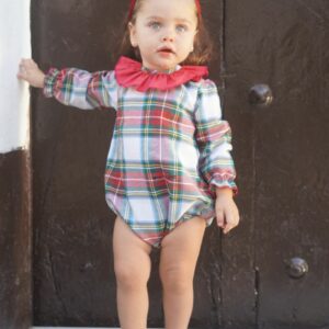 Pelele de cuadros escoceses rojo y verde
