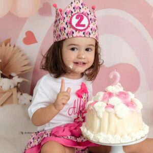 Conjunto de cumpleaños de minnie mouse en rosa