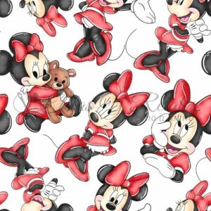 Tela Minnie Vestido y Lazo Rojo