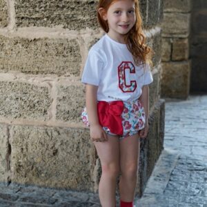Conjunto camiseta con inicial y bragas con volantes de La Sirenita