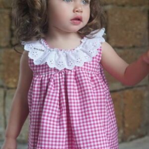 Vestido con bragas cuadros vichy fucsia