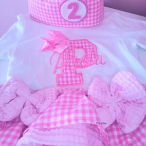 Conjunto de Cumpleaños de cuadros vichy rosa - Imagen 2