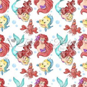 Tela de la sirenita Ariel, Flounder y Sebastian