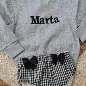 Conjunto personalizado gris de cuadros vichy