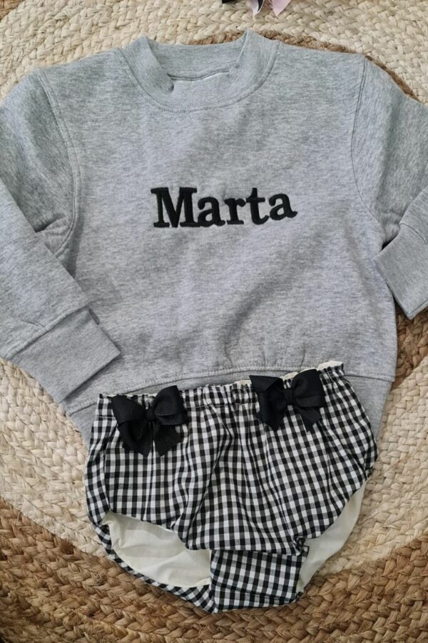 Conjunto personalizado gris de cuadros vichy