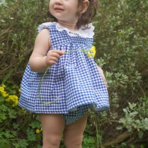Vestido con bragas cuadros vichy azul marino