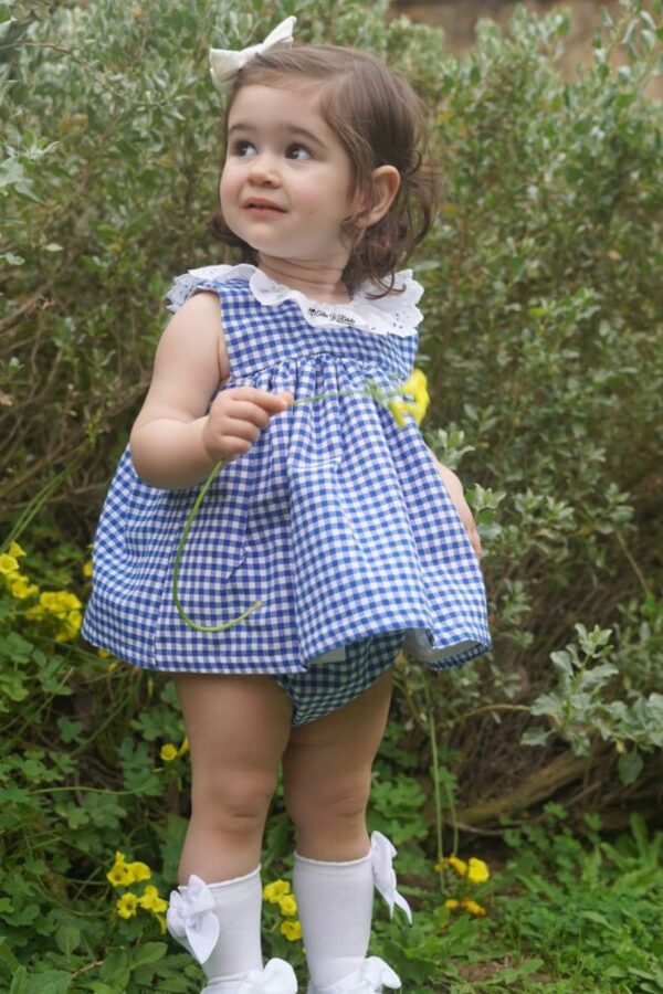 Vestido con bragas cuadros vichy azul marino