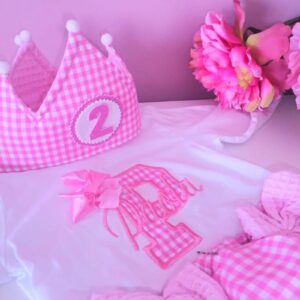 Conjunto de Cumpleaños de cuadros vichy rosa - Imagen 3