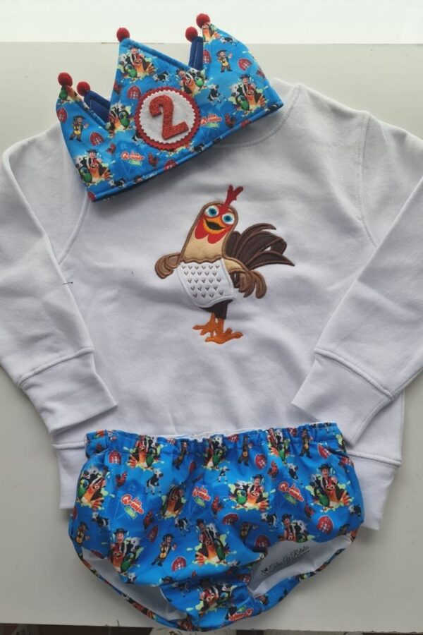 Conjunto personalizado de cumpleaños del Gallo Bartolito de la Granja de Zenón