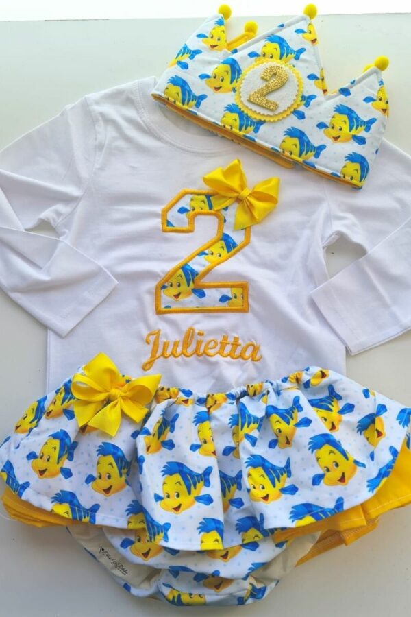 Conjunto de Cumpleaños personalizado de flounder de la sirenita
