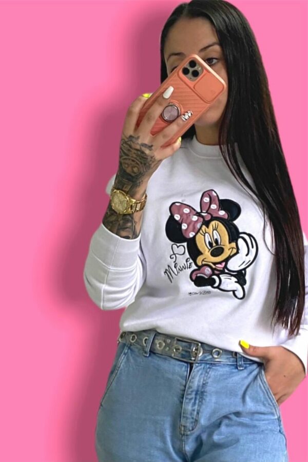 Sudadera blanca para mamás personalizadas de Minnie