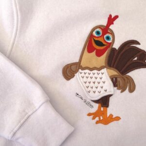 Sudadera personalizada blanca del Gallo Bartolito de la Granja de Zenón - Imagen 2