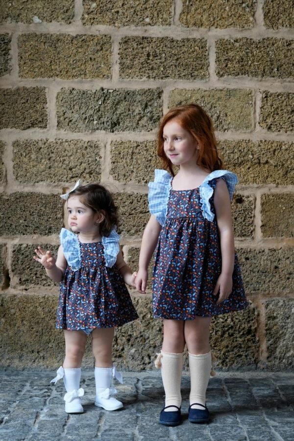 Vestido con braga estampado de flores azul marino