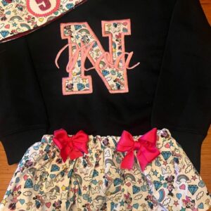 Conjunto de Cumpleaños sudadera y cubrepañal con volantes de minnie diamantes