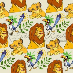 Tela de los personajes disney Mufasa, Simba y Zazu del Rey León