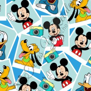 Tela Popelin de Algodón de Mickey, Pluto y Donald