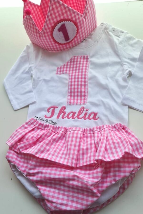 Conjunto de Cumpleaños de Cuadro Vichy Rosa