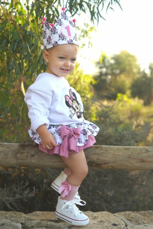 Conjunto de Cumpleaños Minnie Blanco