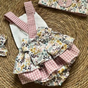 Peto de Cumpleaños Primavera con cuadros vichy rosa