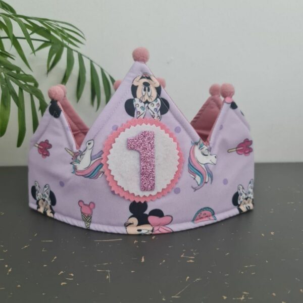 Corona de cumpleaños Minnie lila
