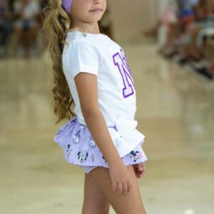 Conjunto camiseta con inicial y cubre con volante lila minnie unicornio - Imagen 2