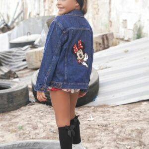 Conjunto de chaqueta vaquera y cubrefalda de minnie mouse con lazo rojo de lunares - Imagen 2