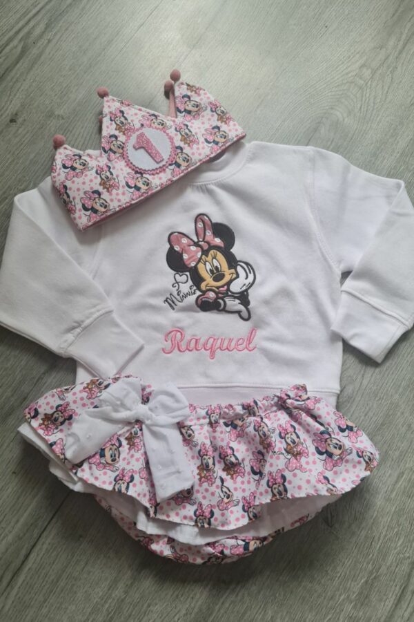 Conjunto de Cumpleaños baby Minnie Blanco