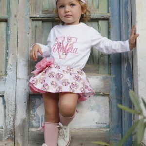 Conjunto de Cumpleaños personalizado de la Minnie rayas rosas