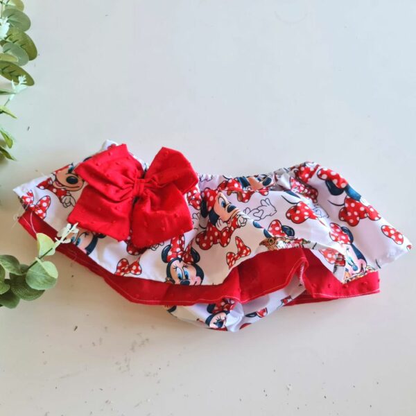 Cubrefalda con volante de minnie rojo
