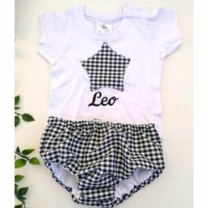 Conjunto camiseta y cubre estrella de cuadro vichy negro