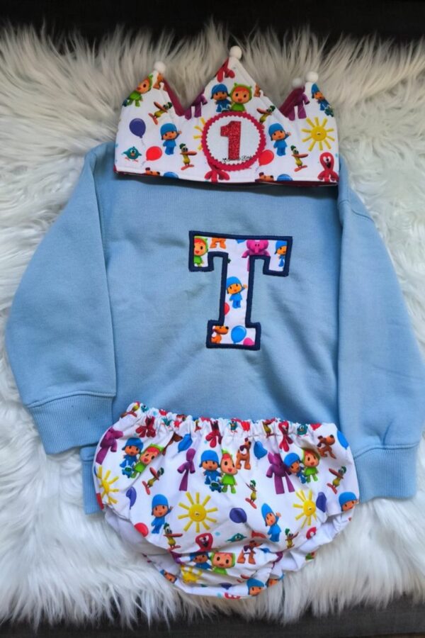 Conjunto de Cumpleaños sudadera y cubrepañal de Pocoyó
