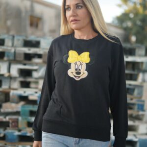 Sudadera negra para mamás de Minnie con el lazo amarillo