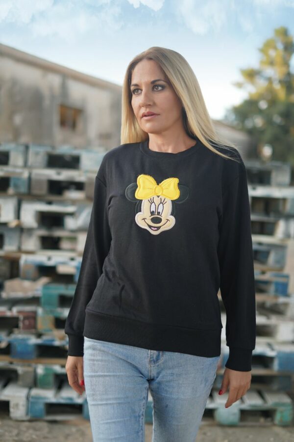 Sudadera negra para mamás de Minnie con el lazo amarillo