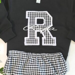 Conjunto Sudadera y Cubrefalda con inicial tela vichy - Imagen 4
