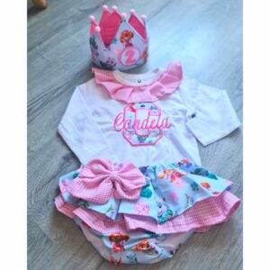 Conjunto de Cumpleaños de la patrulla canina con nombre e inicial