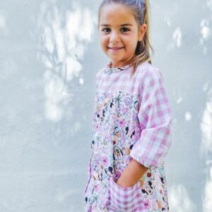 Babi escolar disney con cuadros vichy rosa - Imagen 3