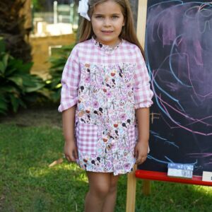 Babi escolar disney con cuadros vichy rosa - Imagen 4