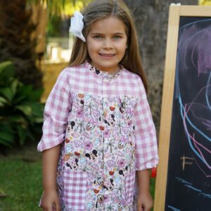 Babi escolar disney con cuadros vichy rosa