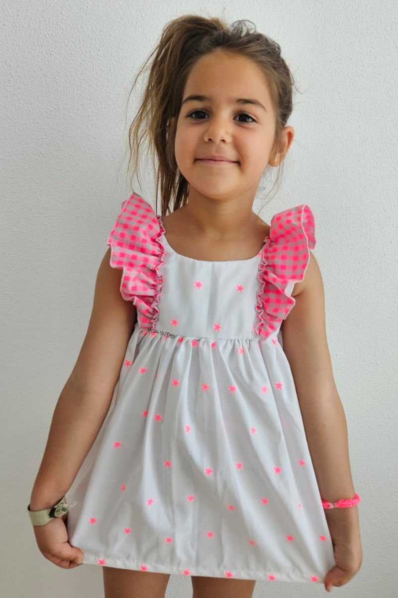 Rosa Vestido Vichy Volantes Vestido Corto A Cuadros Vichy Rosas