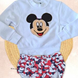 Conjunto Sudadera y Cubrepañal Mickey rojo