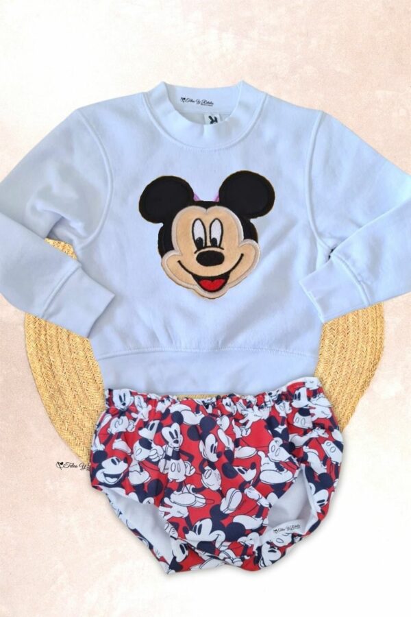 Conjunto Sudadera y Cubrepañal Mickey rojo