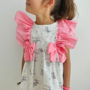 Vestido Dumbo y mangas volantes rosa - Imagen 2