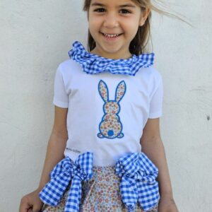 Conjunto camiseta con conejo y cubrefalda de estampado floral