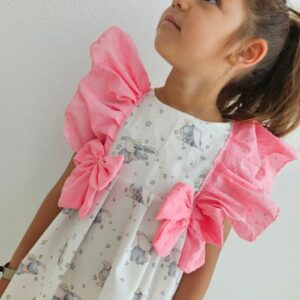 Vestido Dumbo y mangas volantes rosa