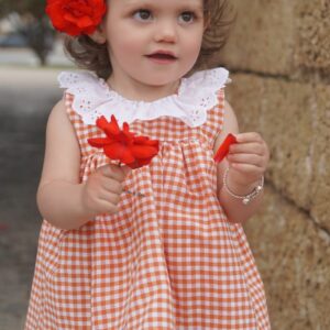 Vestido con bragas cuadros vichy naranja