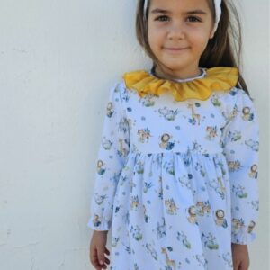Vestido de mangas largas de animalitos con cuello