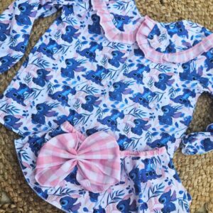Conjunto de camisa y cubrepañal con volantes de Stitch