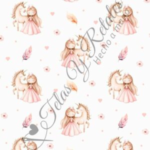 Tela princesa y unicornio