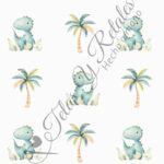 Tela dinosaurio y palmera