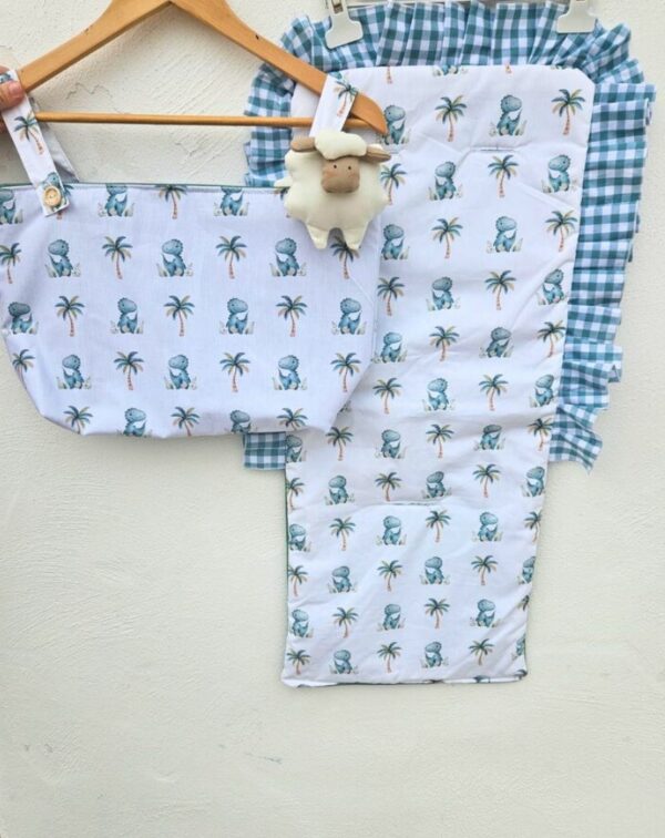 Colchoneta de silla de paseo con bolso panera diseño dinosaurio